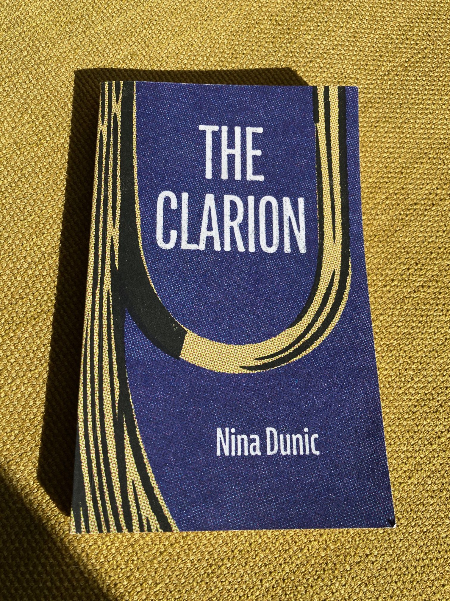 The Clarion by Nina Dunic book pictured on a yellow background